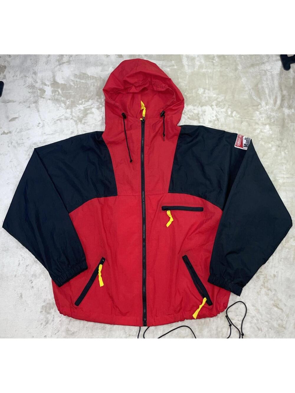 Vintage Marlboro Adventure Team Full Zip Hooded Windbreaker Jacket 90s Mens L